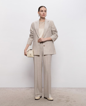 Peserico Beige silk top with monil chain A08893D02372