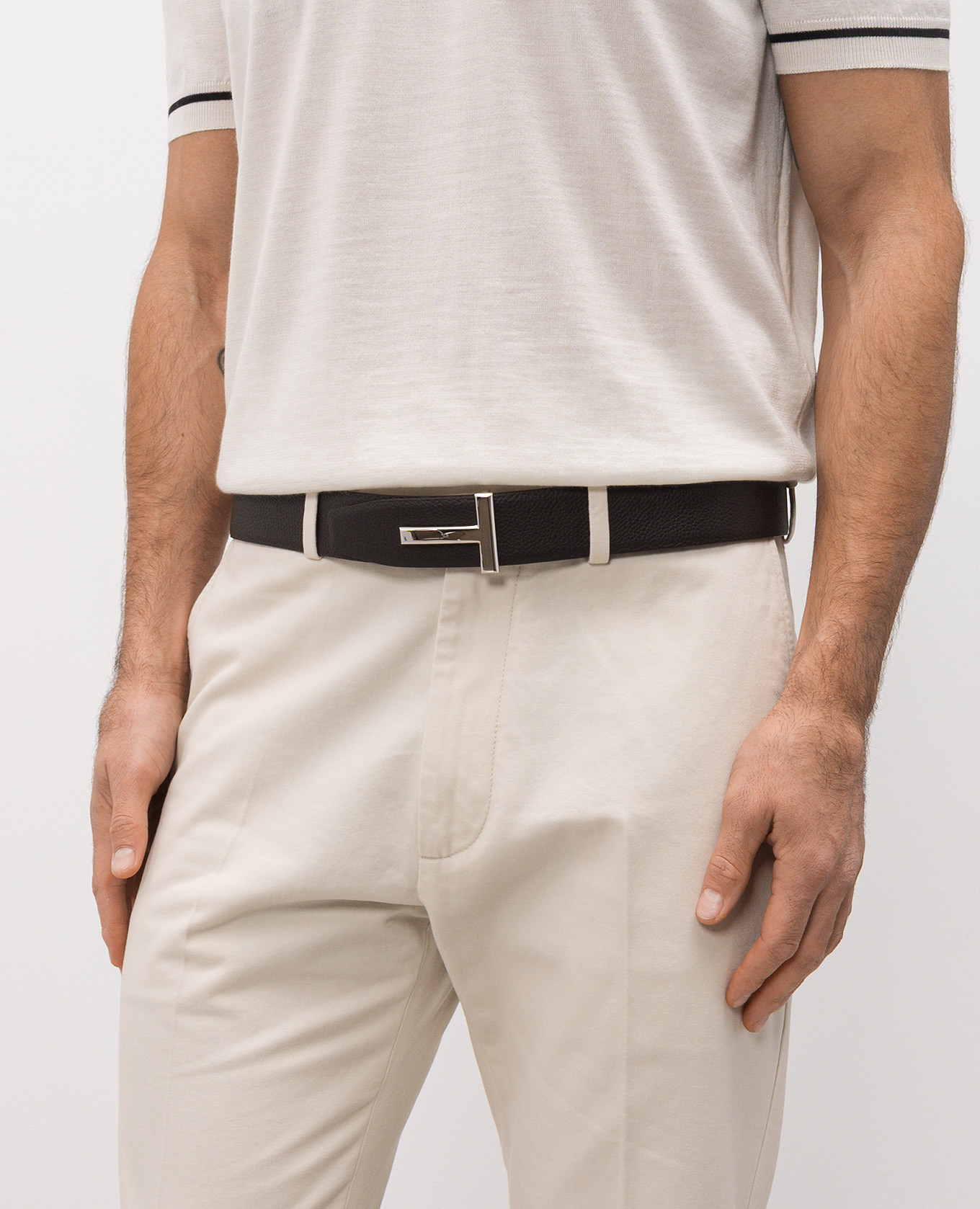 

Brown leather belt T ICON Tom Ford