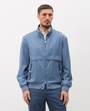 Brett Johnson Blue wool jacket with emblem SS26O86LP597OCE
