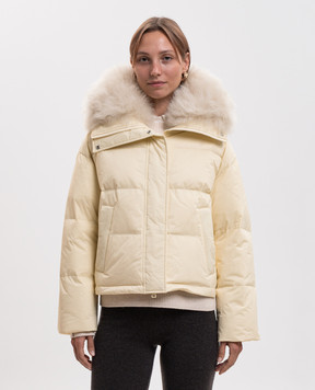 Yves Salomon Army Yellow down jacket with fur 26WFV01960U04W