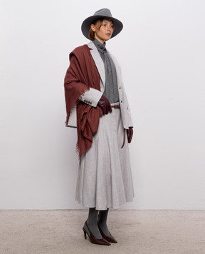 Brunello Cucinelli Burgundy cashmere and silk scarf MSC924059P