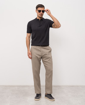 Cashmere&Whiskey Dark gray polo with silk FS05