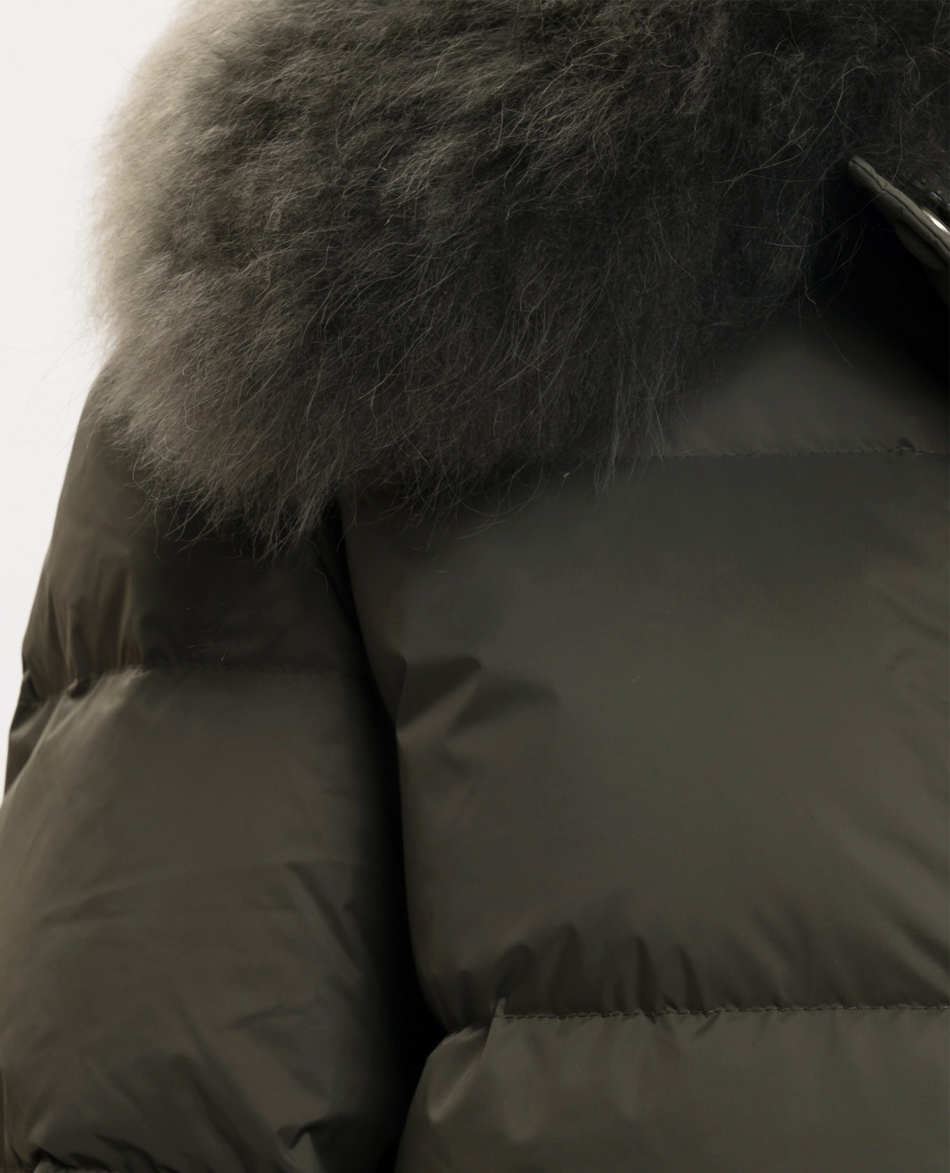 Khaki down jacket with fur Yves Salomon Army 5