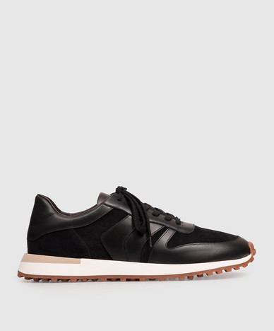 Black leather sneakers