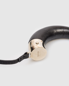 Tom Ford Black leather horn-shaped keychain Y0425LGO033S