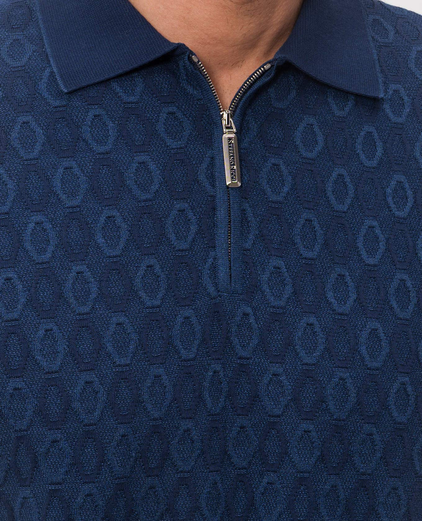 

Blue polo shirt with pattern Stefano Ricci