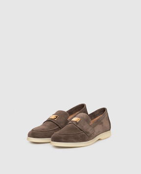 Babe Pay Pls Suede brown loafers with logo engraving 218108ZA