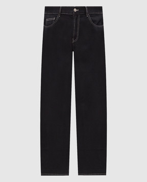 Palm Angels Black jeans with logo embroidery PMYA049S26DEN007