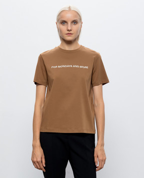 Max Mara Brown T-shirt LECPLOIT with embroidery MMLEXPLOIT