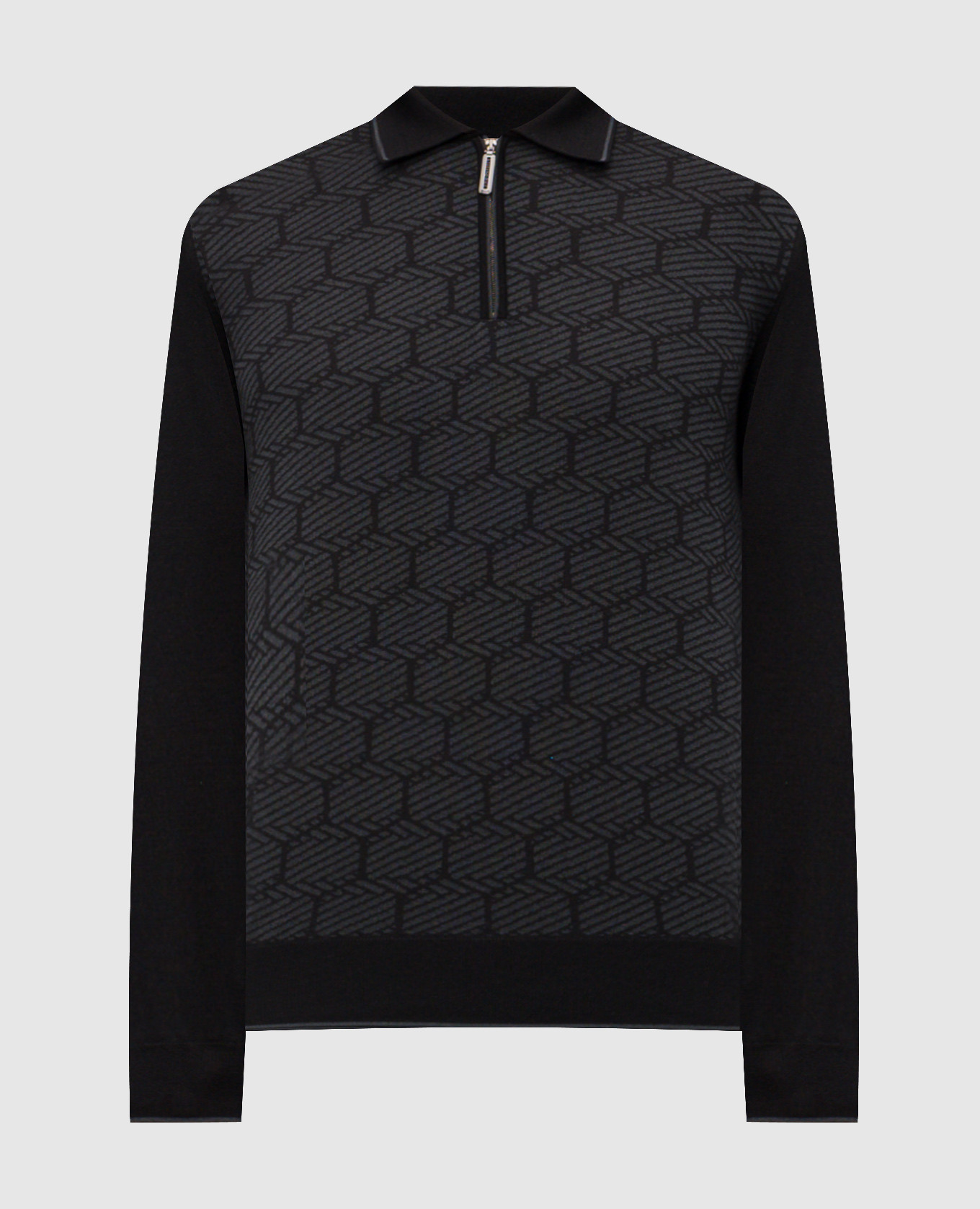

Black cashmere and silk patterned polo shirt Stefano Ricci