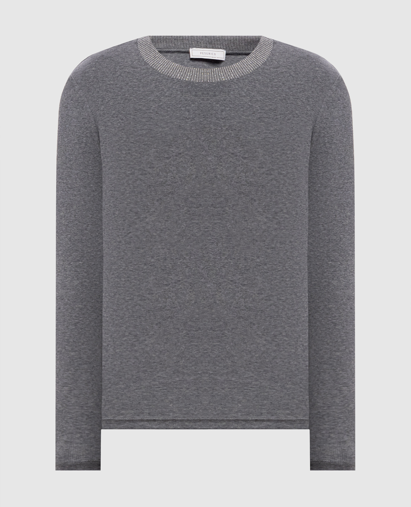 Grey ribbed long-sleeve top
