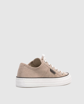 Brunello Cucinelli Gray suede sneakers with a chain MZSFG3221