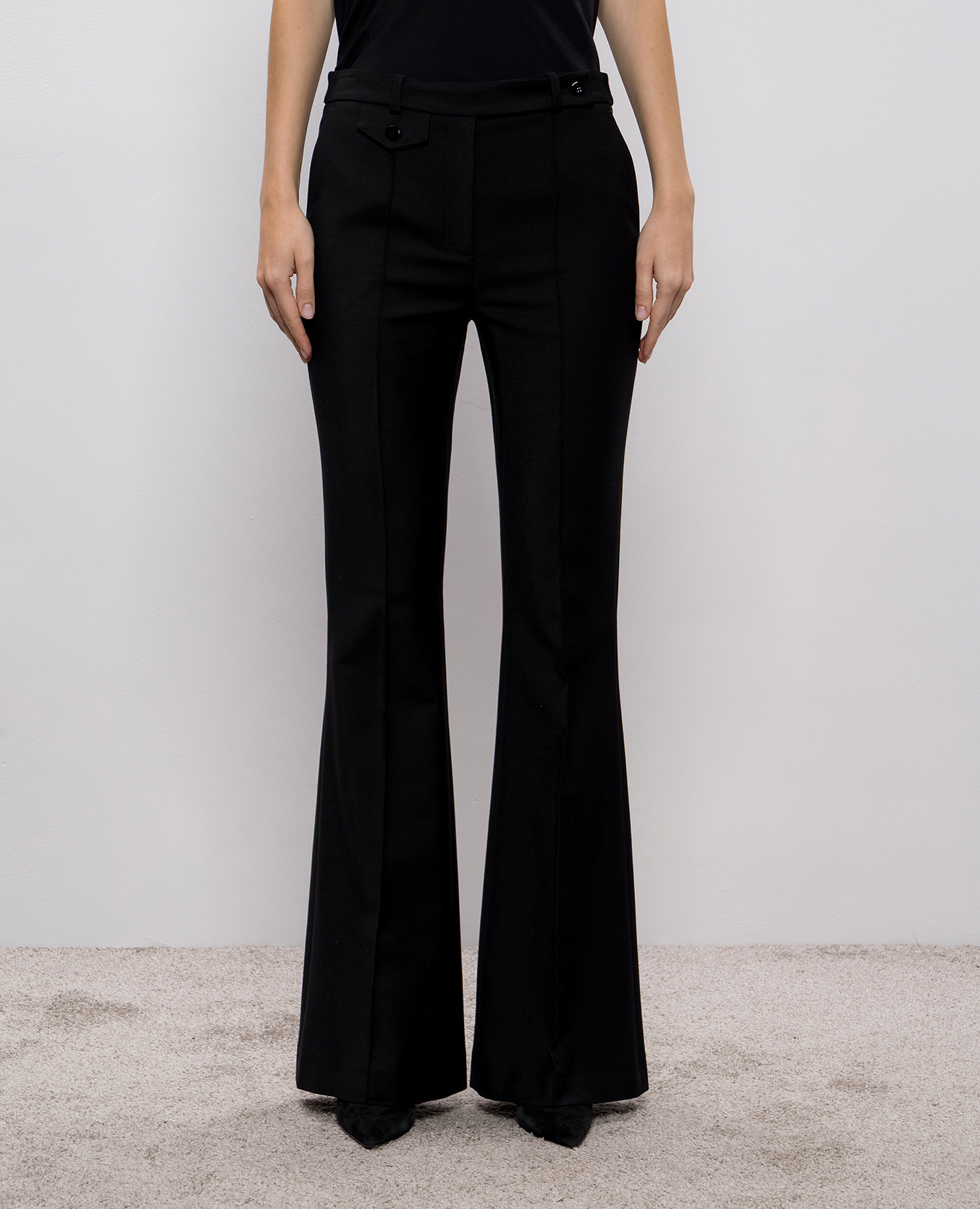 Black flared pants with wool Twinset 3