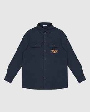 Dolce&Gabbana Children's blue shirt with brand patch L45S12FU5ZI814