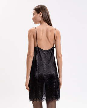 Tom Ford Black mini dress with silk AB3732FAX1892