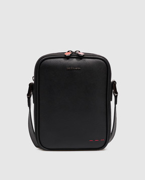 Kiton Black leather bag with metal logo UBA0112N01269