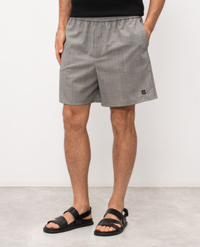 Balmain Grey Windsor Check Wool Shorts GH1PA145WD37
