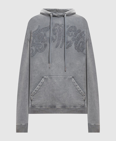Sweat à capuche gris avec logo brodé