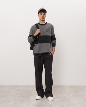 Iceberg Grey wool sweater with logo embroidery A0167077