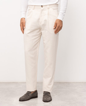 Brunello Cucinelli Ivory linen pants MP544H0690