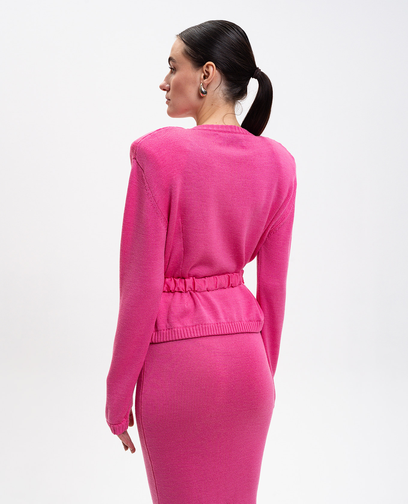 

Pink wool cardigan with belt Rowen Rose