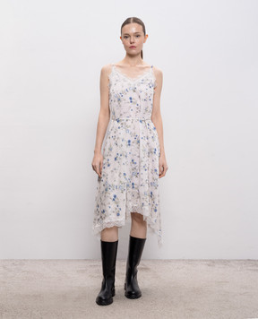 Juun.j White floral print dress with lace JW6271W050