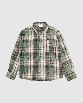 Palm Angels Children's green checked shirt F6PAJBSI132