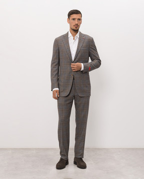 ISAIA Gray wool check suit 521ASI10121155