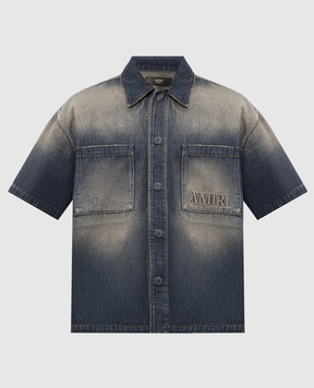 AMIRI Blue denim shirt with a worn effect AM326SH001