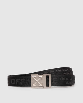 Off-White Children's black belt with logo pattern OBRB001C99FAB001