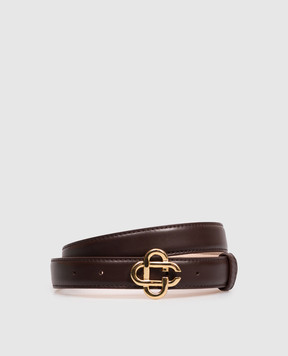 Casablanca Brown leather belt with textured emblem APF26ACC28307W