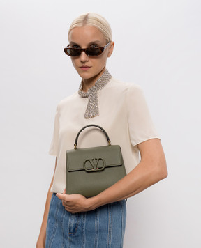 Valentino Green leather satchel bag VLogo 9W2B0T85YCZ