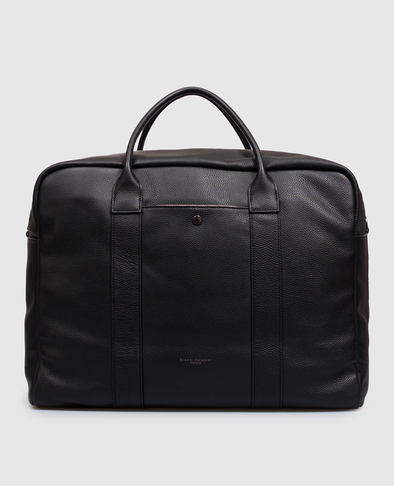 Black travel bag with embossed logo
