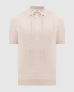 Enrico Mandelli Beige polo shirt with geometric pattern 3K007A5645