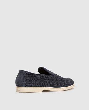 Doucal's Blue suede loafers with weaving DU3416NWMAUY261