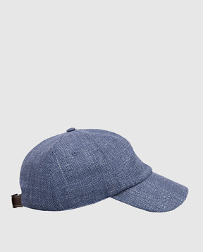 Brunello Cucinelli Children's blue cap made of wool, silk and linen BZ402W322A