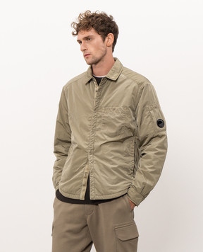 C.P. Company Khaki jacket with logo patch MOS023A005904G