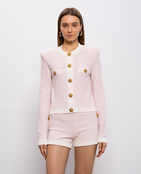 Balmain Pink tweed cardigan GF1KL000KJ48
