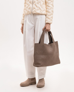Alma Tonutti Brown leather woven tote bag 5324