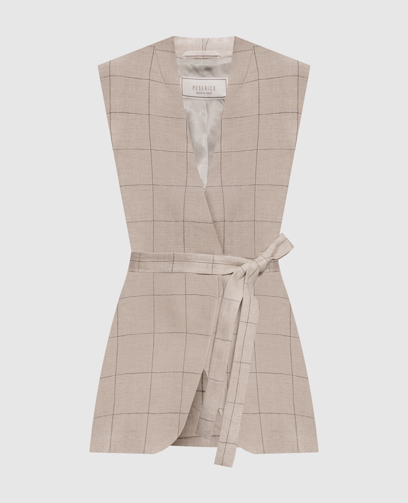 

Gray linen check vest Peserico, Grey