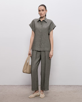 Peserico Grey linen trousers with lapels P0430102629
