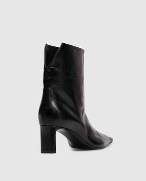 Khaite Ona black glossy leather ankle boots F1100907