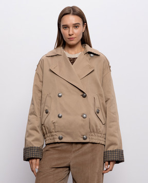 Brunello Cucinelli Beige double-breasted jacket with linen ML5977604P