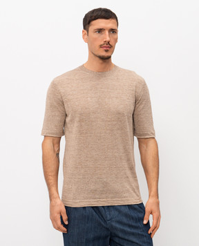 Cashmere&Whiskey Beige linen and silk T-shirt M54268085