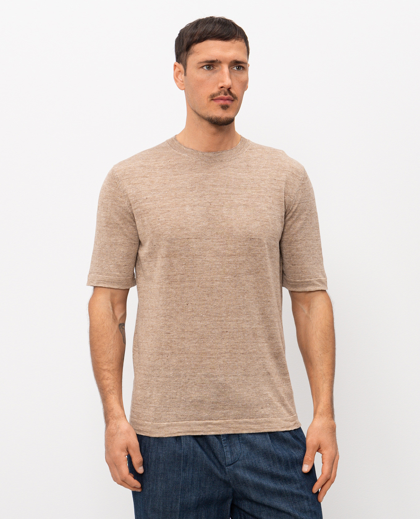 Beige linen and silk T-shirt Cashmere&Whiskey 3
