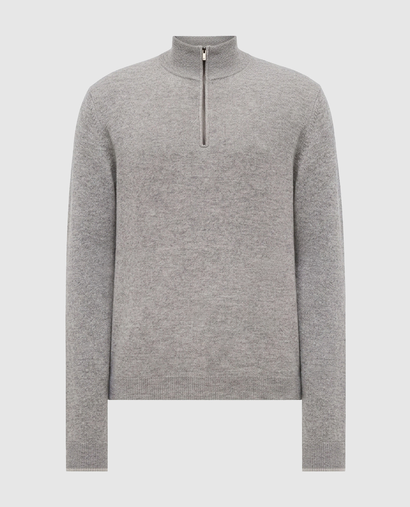 Grey wool and cashmere jumper with zip