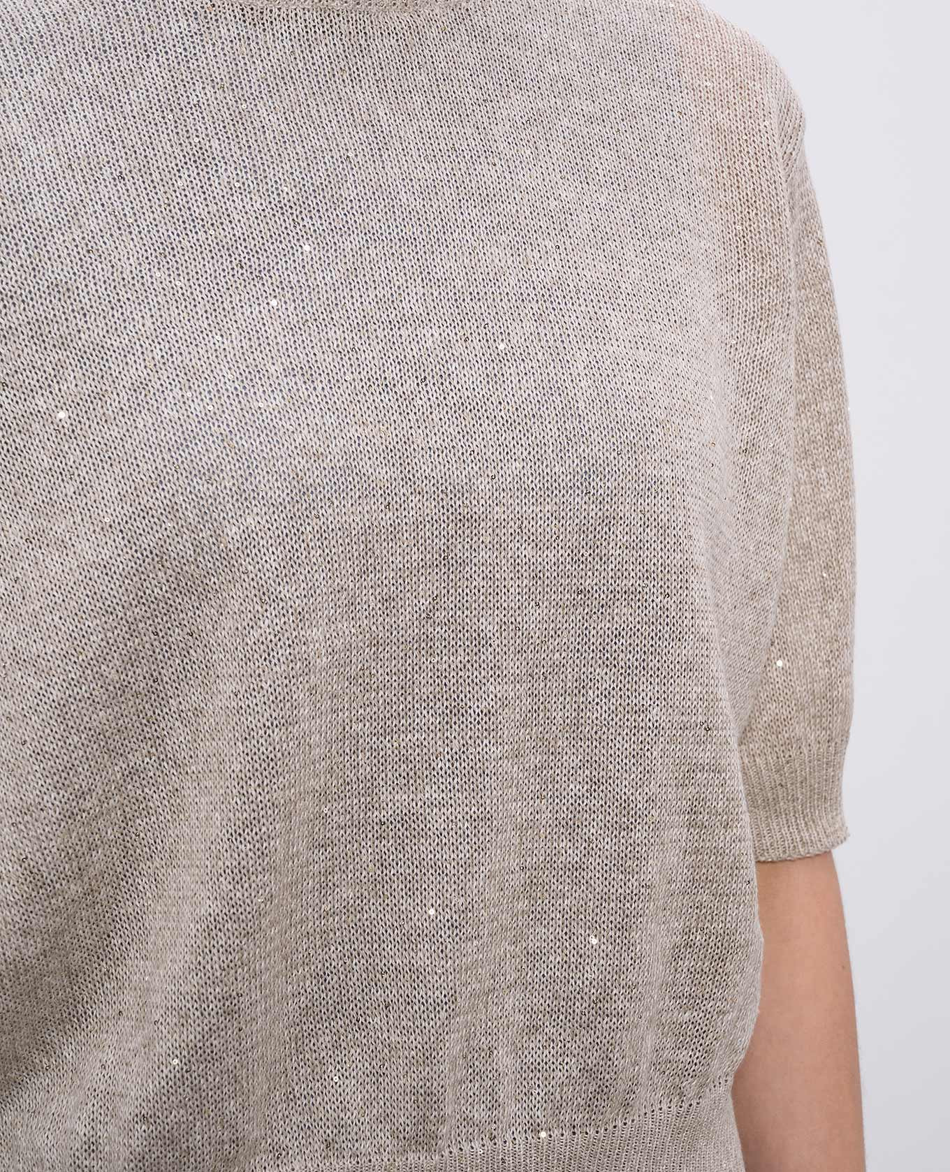 

Beige linen top with sequins Brunello Cucinelli