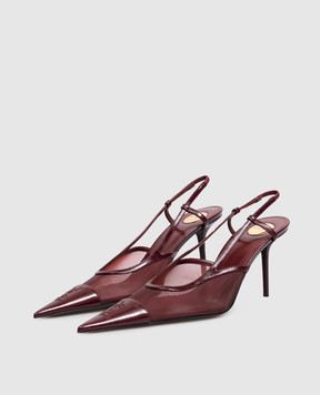 Saint Laurent Burgundy RENÉE slingbacks with Cassandre monogram 869662AAGMC