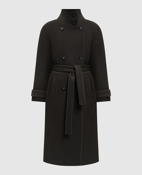Peserico Brown double-breasted coat with wool and cashmere S20176Z00A03195