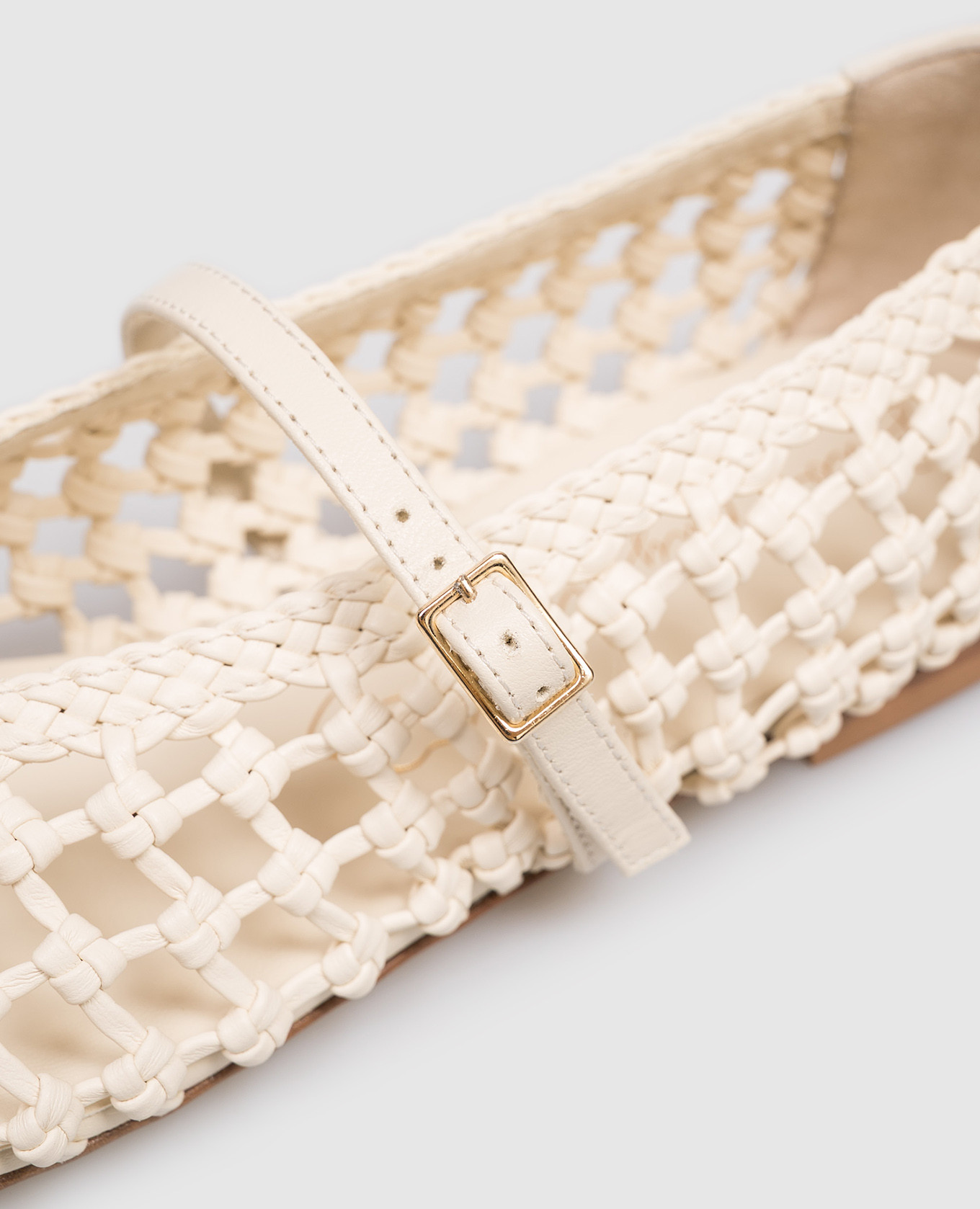 Ivory leather ballet flats with weaving Babe Pay Pls 5